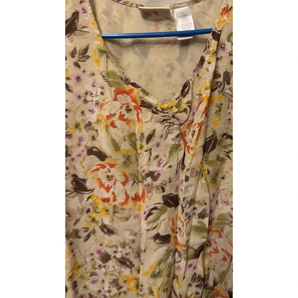 LIZ CLAIBORNE Women's v- Neck Short Sleeves Floral Boho Y2K